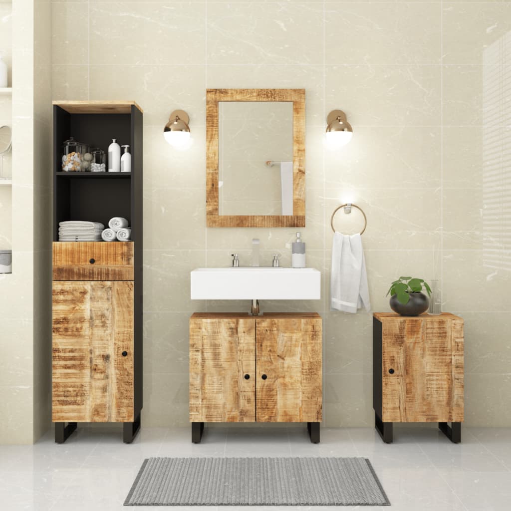 vidaXL Conjunto de muebles de baño 4 piezas madera maciza de mango