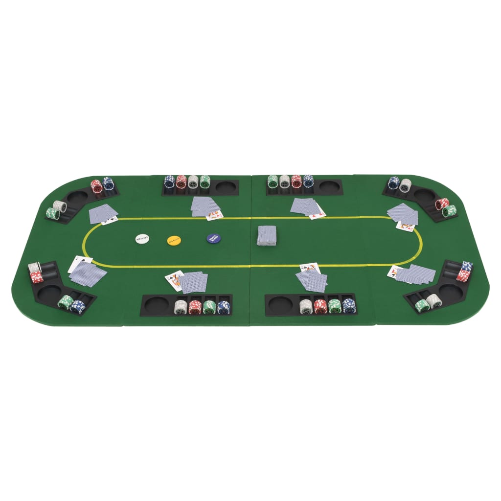 vidaXL Superficie de póker 8 jugadores plegable en 4 rectangular verde