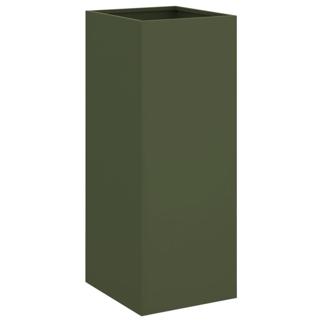 vidaXL Jardinera de acero laminado en frío verde oliva 32x29x75 cm