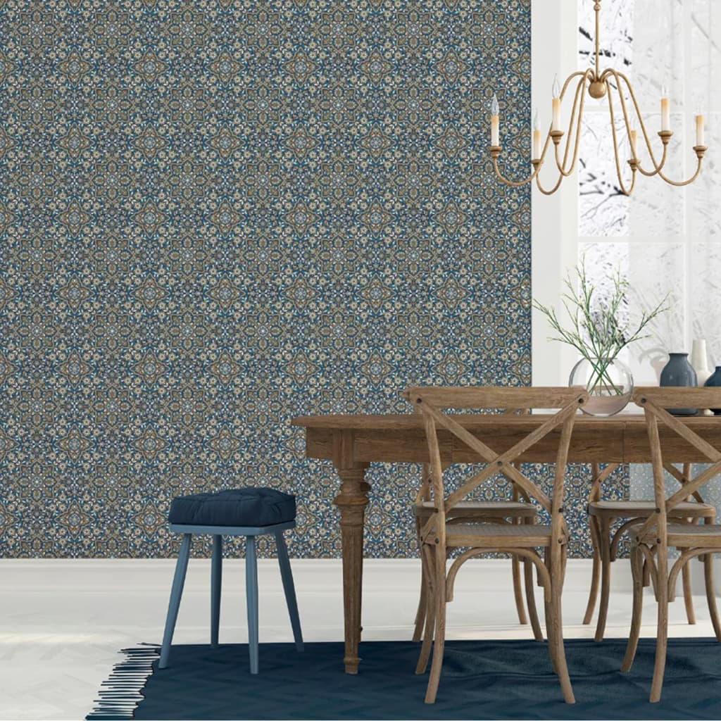 Homestyle Papel pintado Portugese Tiles marrón y azul