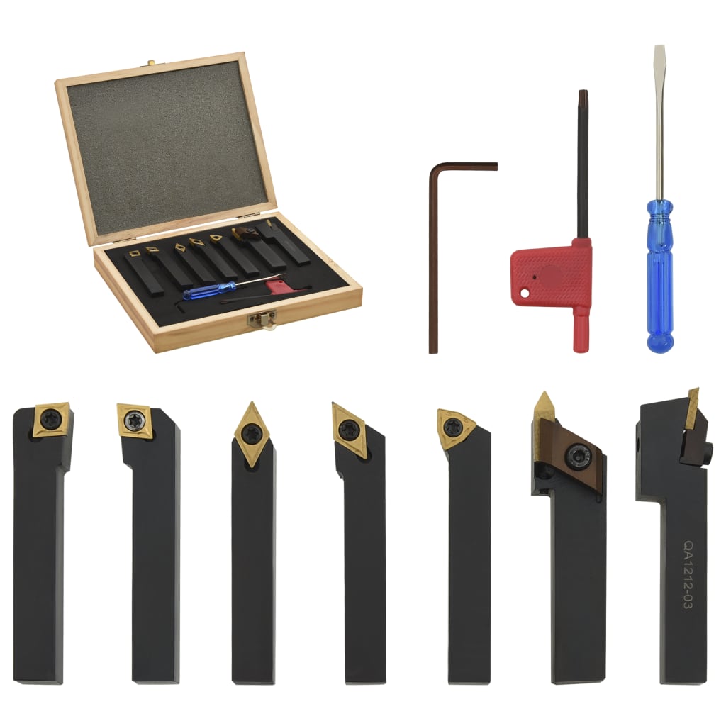 vidaXL Set de herramientas de torneado indexable 12 pzas 12x12mm 80mm