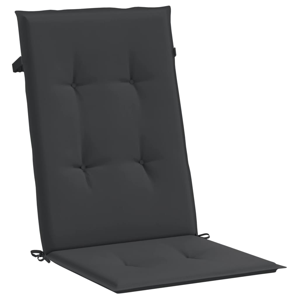 vidaXL Cojín silla de jardín respaldo alto 2 uds tela negro 120x50x3cm