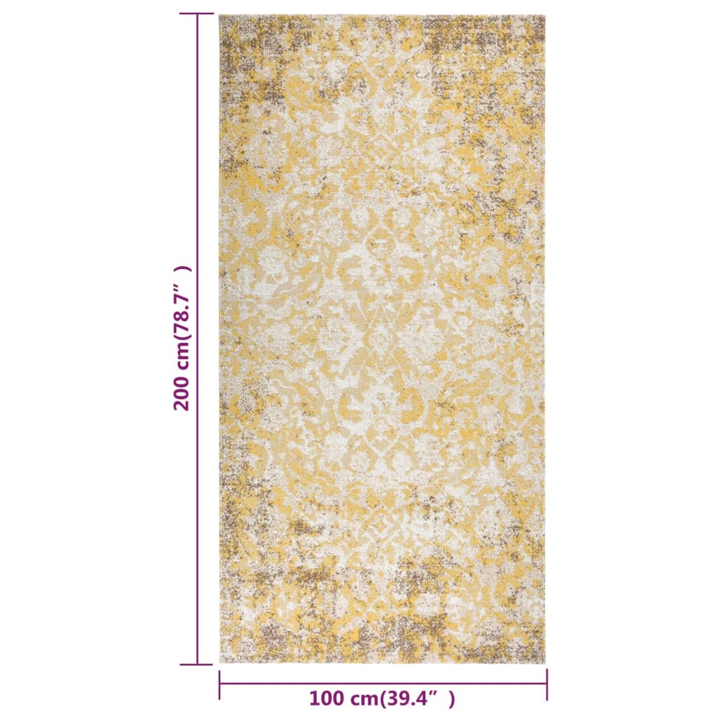vidaXL Alfombra de exterior de tejido plano amarillo 100x200 cm