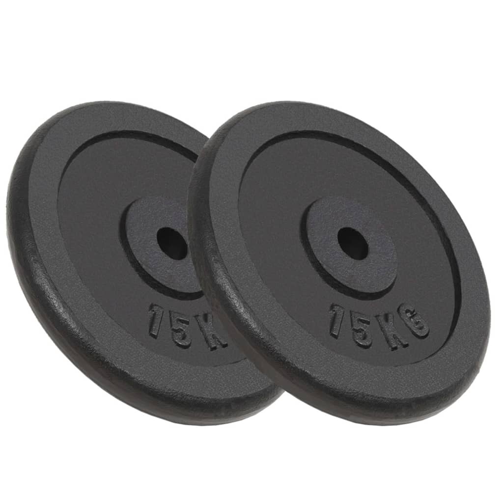 vidaXL Discos de pesas de hierro fundido 2 uds 2x15 kg