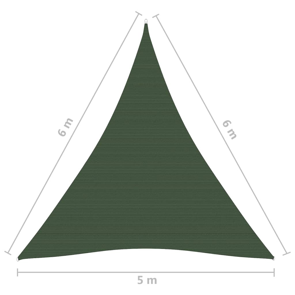 vidaXL Toldo de vela verde oscuro HDPE 160 g/m² 5x6x6 m