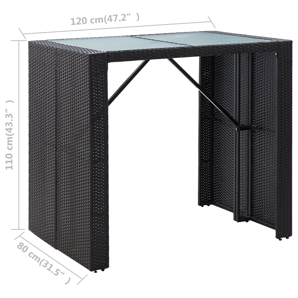 vidaXL Mesa y sillas de bar jardín 5 pzas ratán sintético vidrio negro