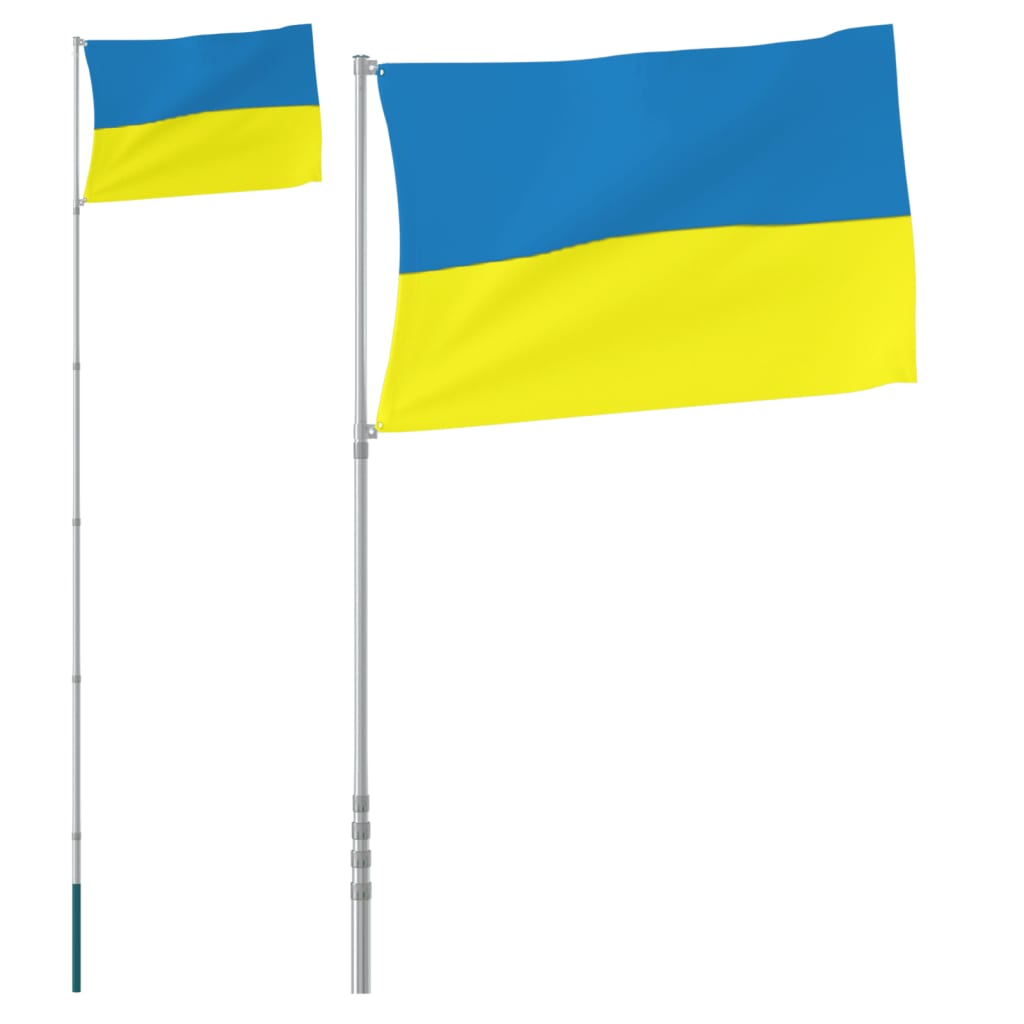vidaXL Mástil y bandera de Ucrania aluminio 5,55 m