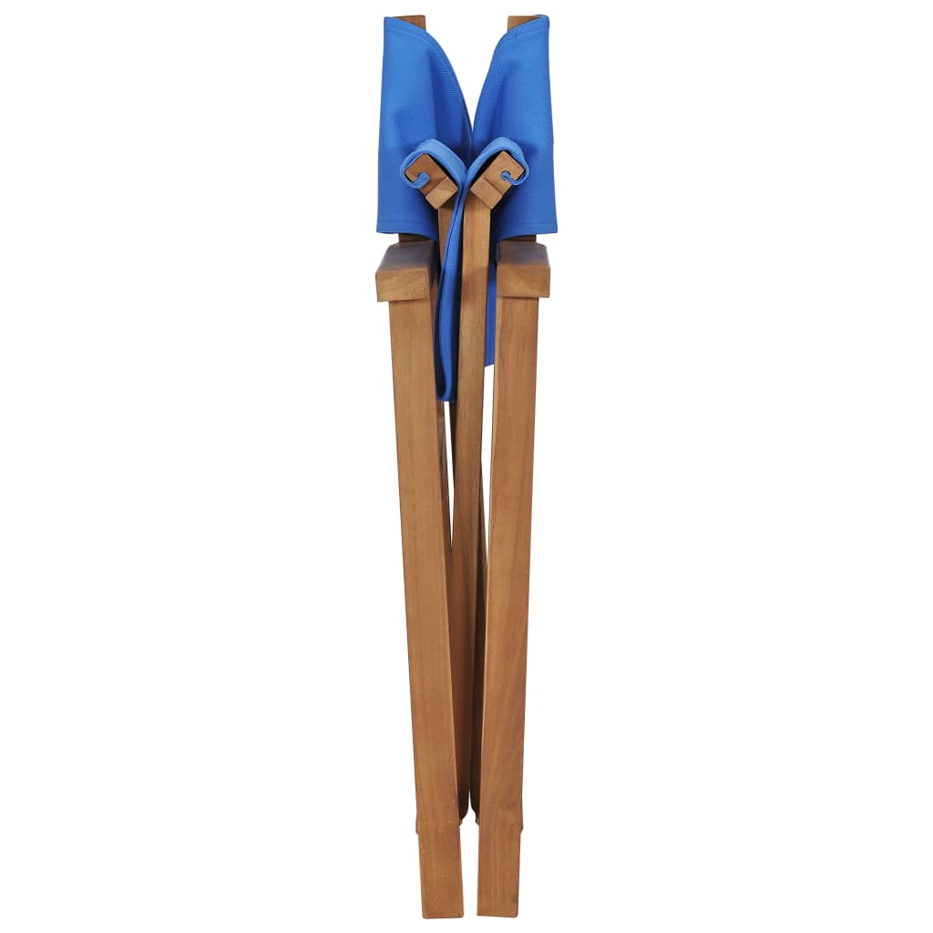vidaXL Silla de director madera maciza de teca azul