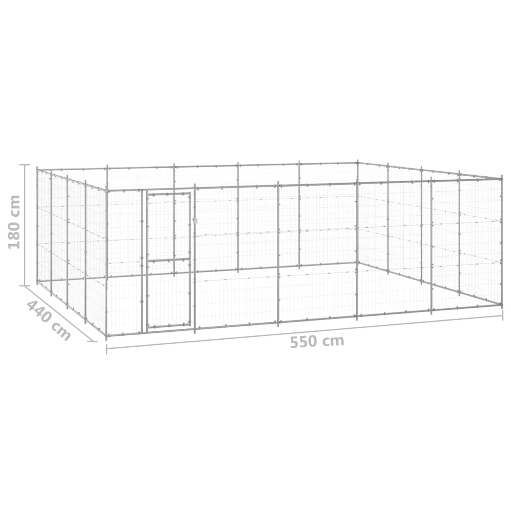 vidaXL Perrera de exterior de acero galvanizado 24,2 m²