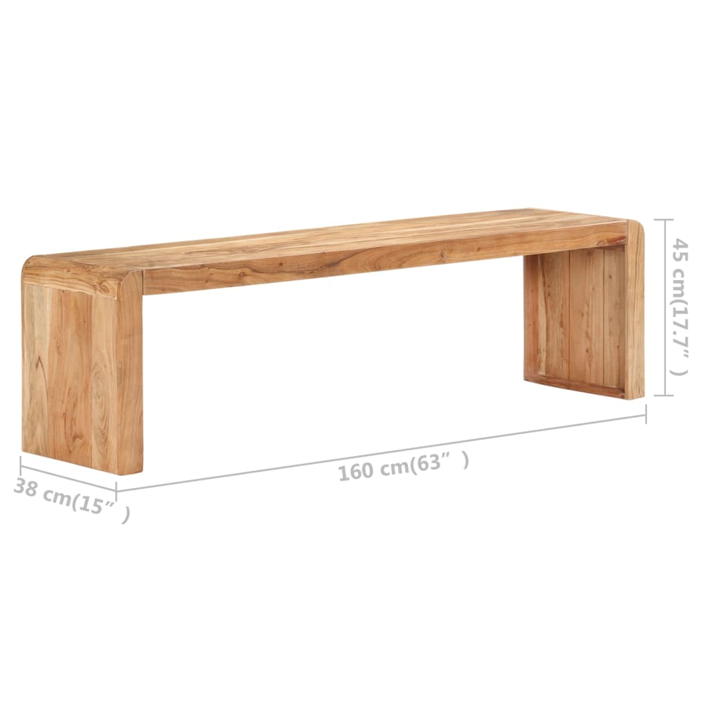 vidaXL Banco de madera maciza de acacia 160x38x45 cm