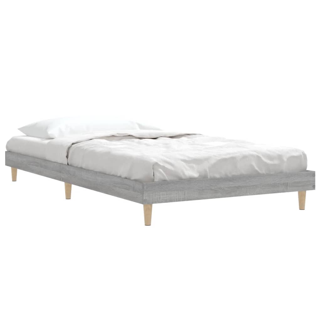 vidaXL Estructura de cama madera de ingeniería gris Sonoma 100x200 cm