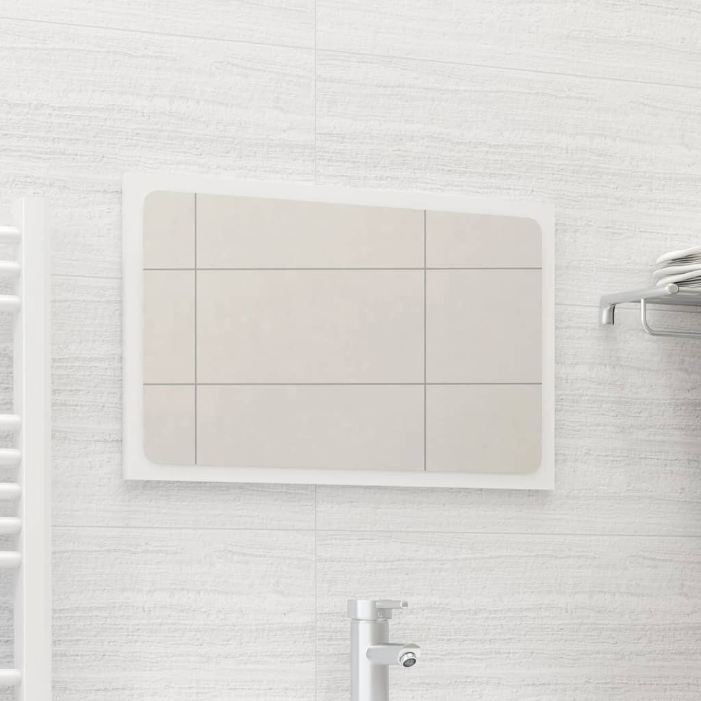 vidaXL Espejo de baño madera contrachapada blanco brillo 60x1,5x37 cm