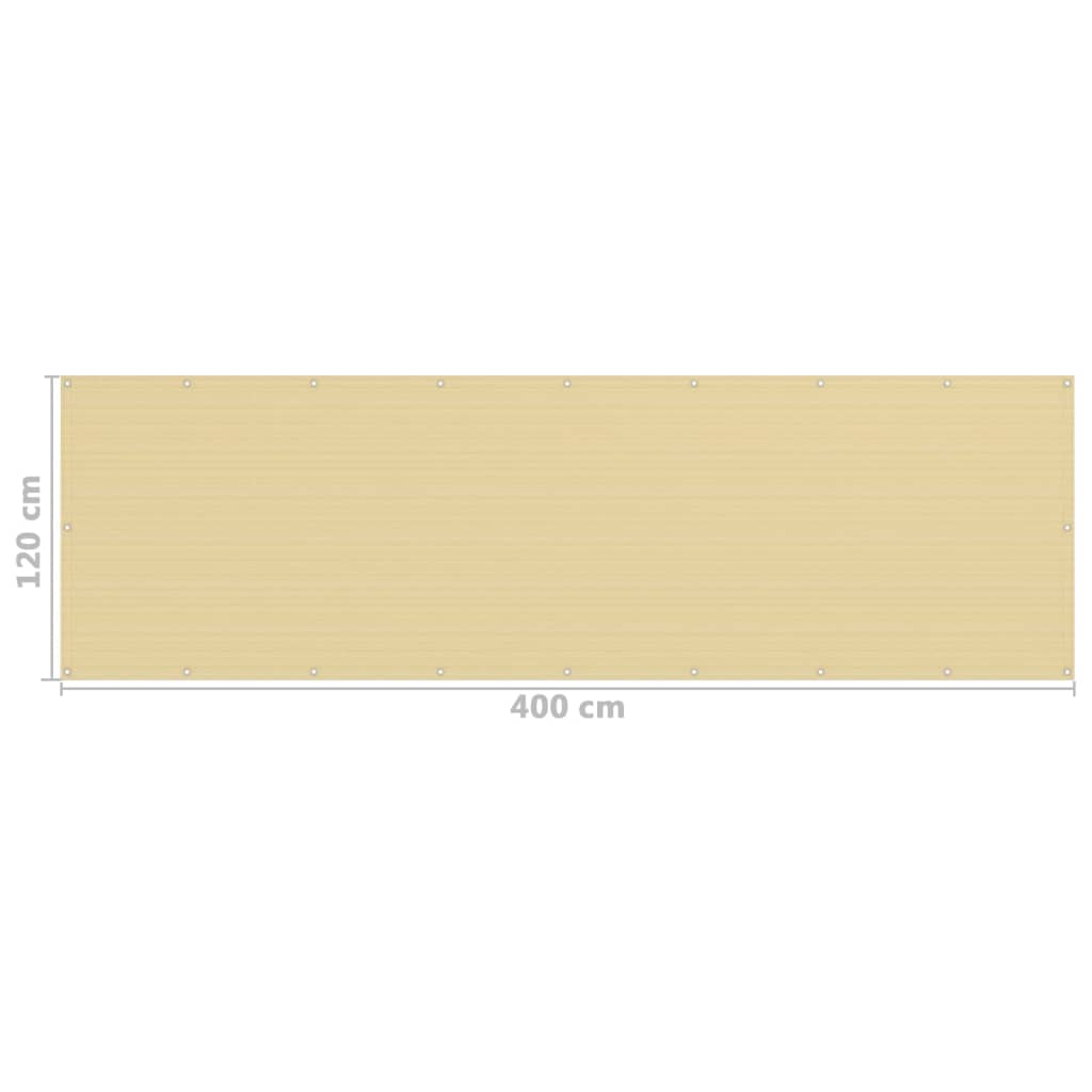 vidaXL Toldo para balcón HDPE beige 120x400 cm
