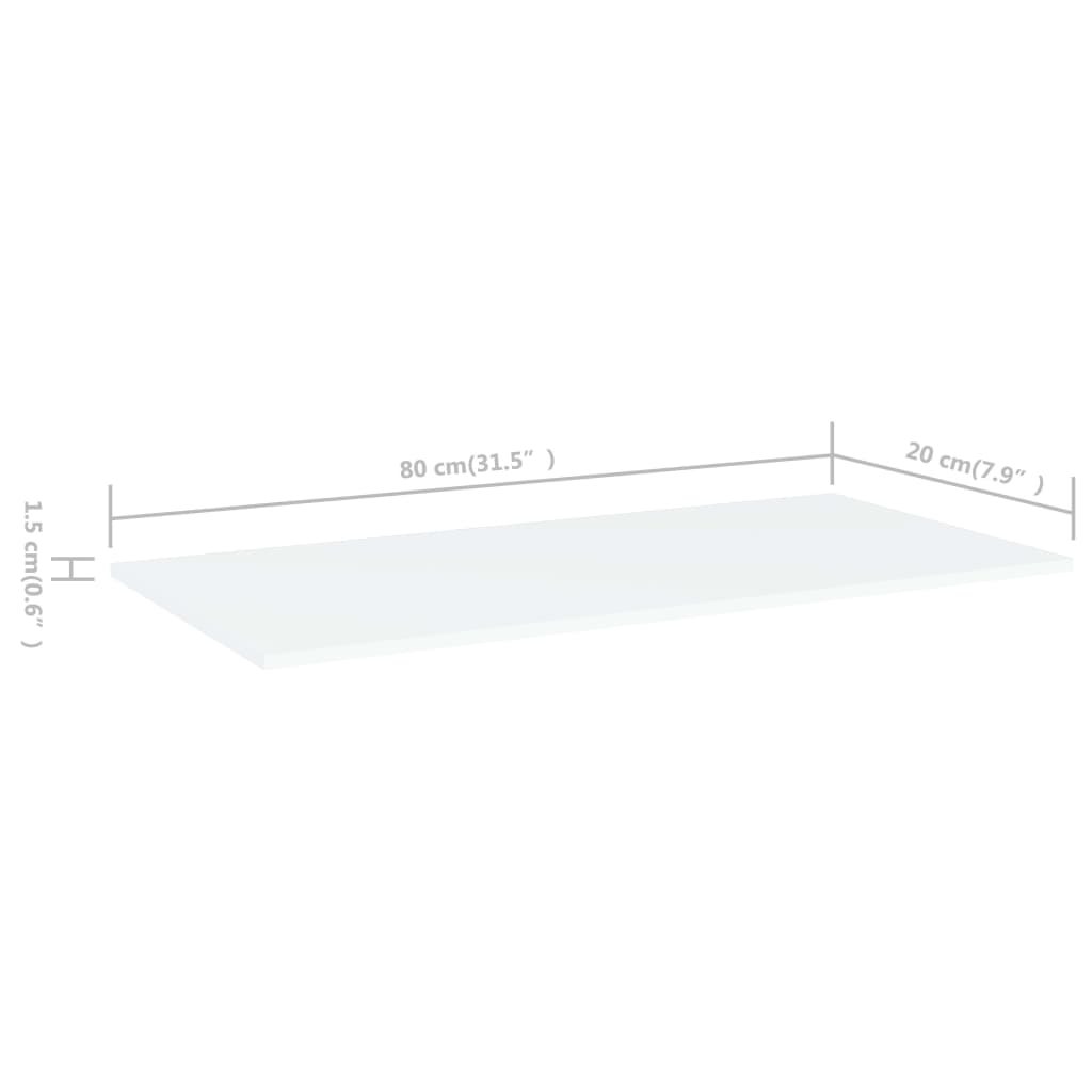 vidaXL Estantes para estantería 4 uds contrachapada blanco 80x20x1,5cm