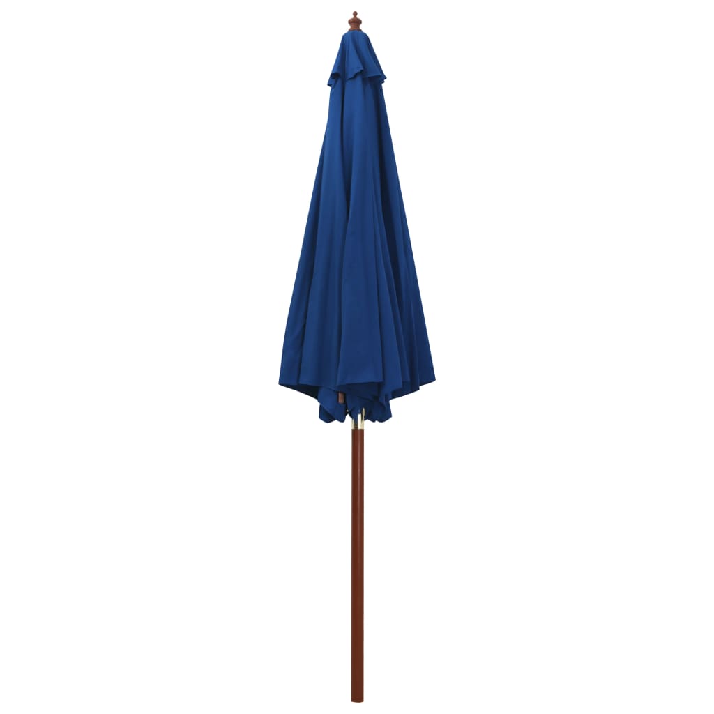 vidaXL Sombrilla de jardín con palo de madera azul 300x258 cm