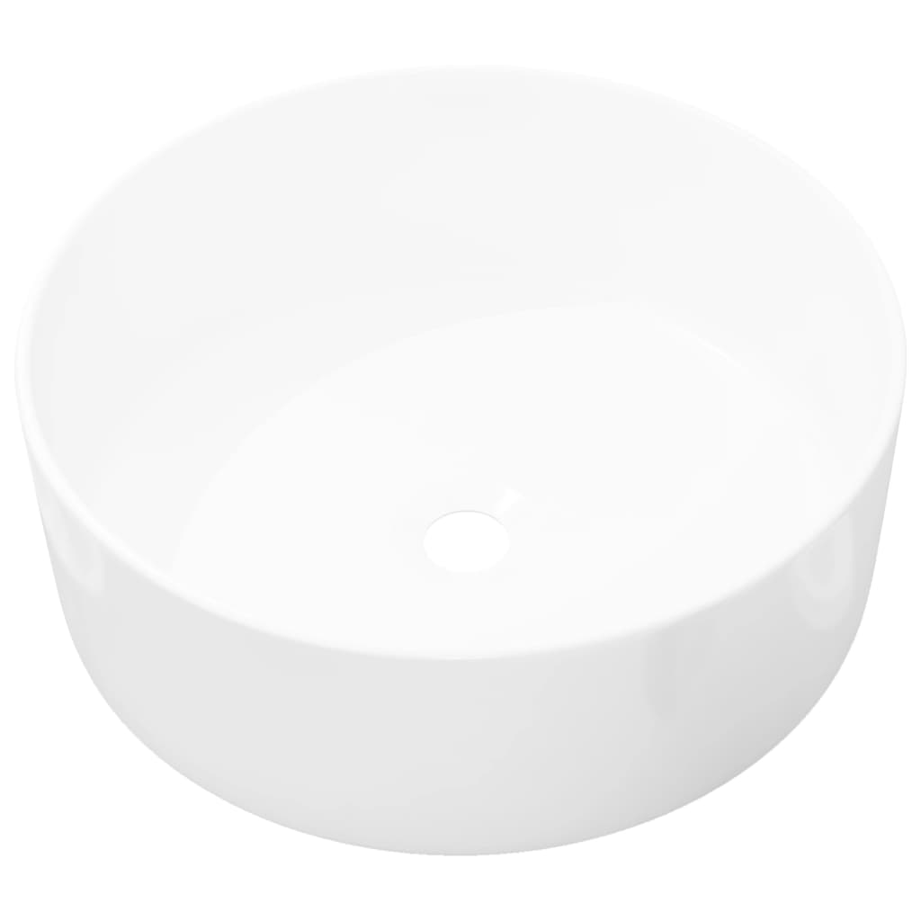 vidaXL Lavabo redondo de cerámica blanco 40x15 cm