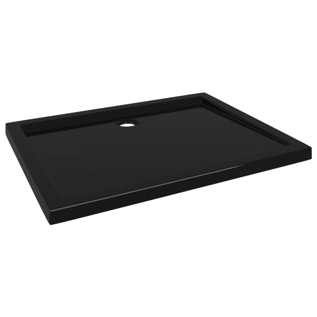vidaXL Plato de ducha rectangular negro ABS 70x90 cm