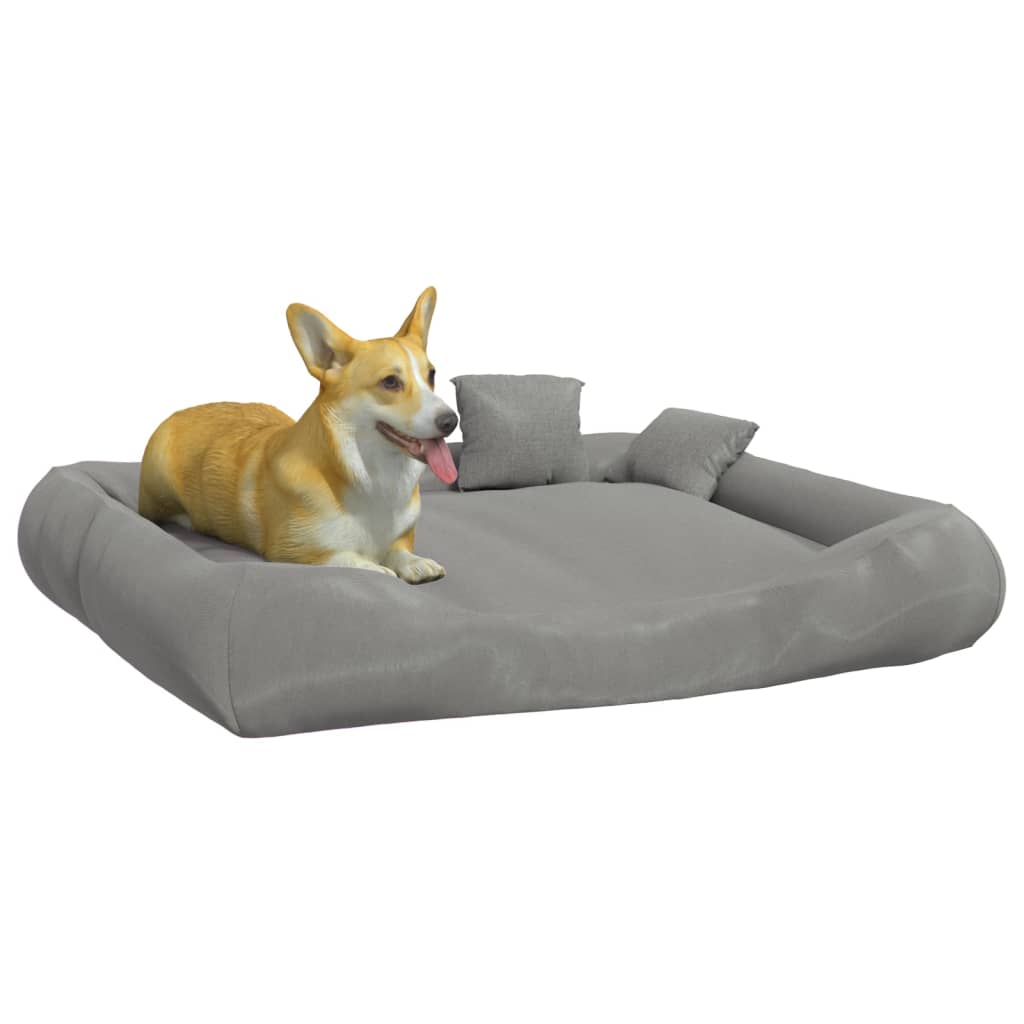 vidaXL Cojín para perros con almohadas tela oxford gris 115x100x20 cm