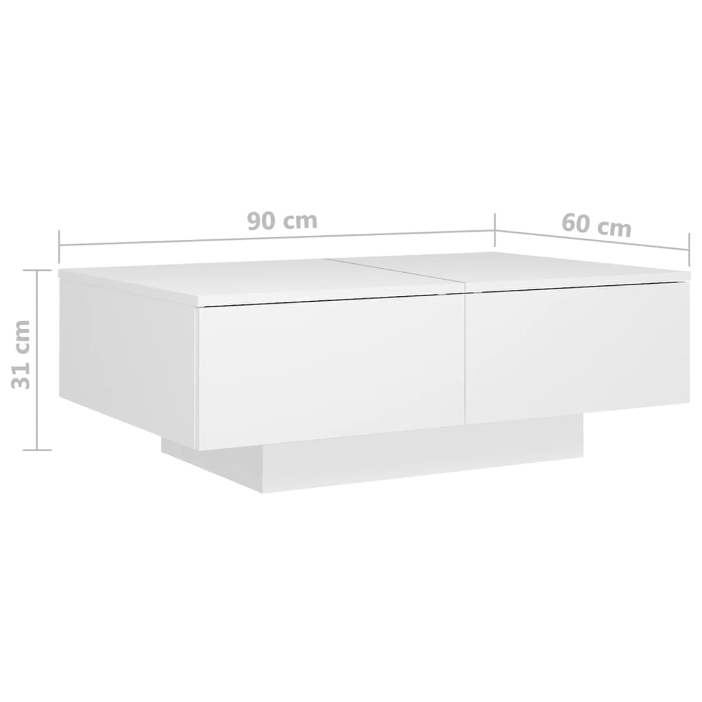 vidaXL Mesa de centro madera contrachapada blanco 90x60x31 cm
