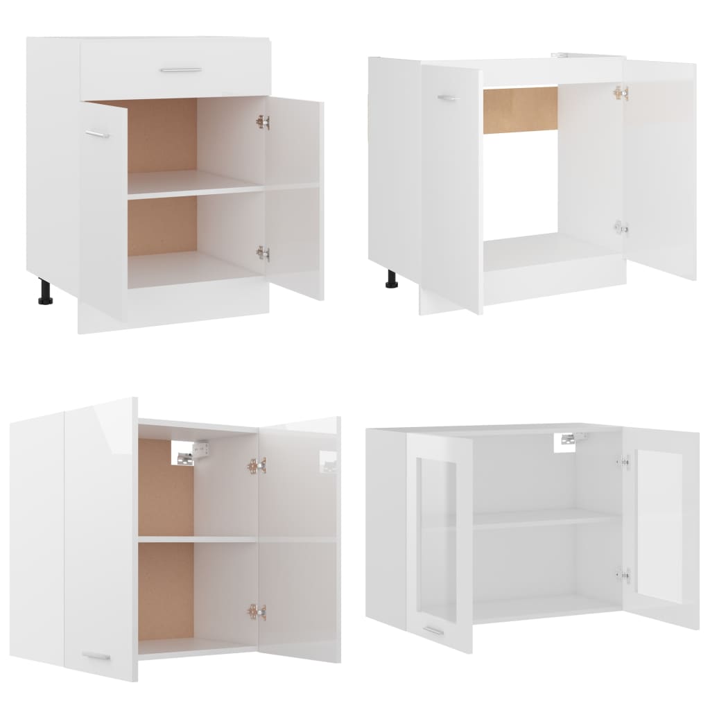 vidaXL Juego muebles de cocina 4 pzas madera ingeniería blanco brillo