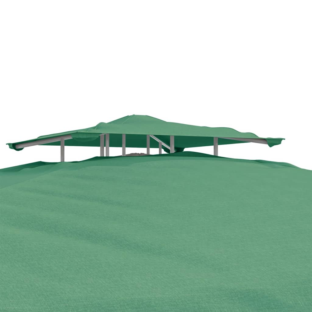 vidaXL Cenador con doble techo de tela verde 3x3x2,68 m