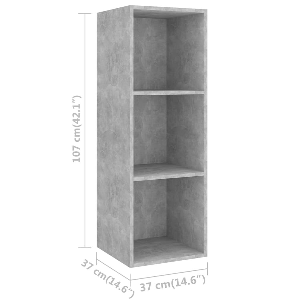 vidaXL Set de muebles de salón 3 pzas madera ingeniería gris hormigón