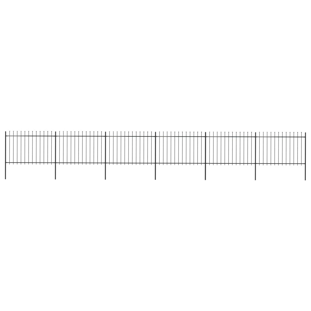 vidaXL Valla de jardín con puntas de lanza acero negro 10,2x1,2 m