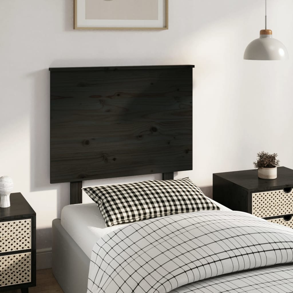vidaXL Cabecero de cama madera maciza de pino negro 79x6x82,5 cm