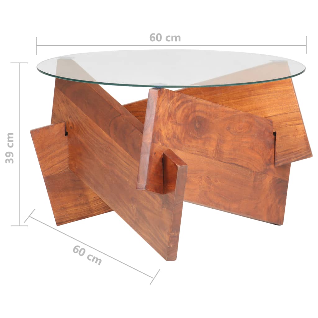 vidaXL Mesa de centro de madera maciza de acacia 66 cm
