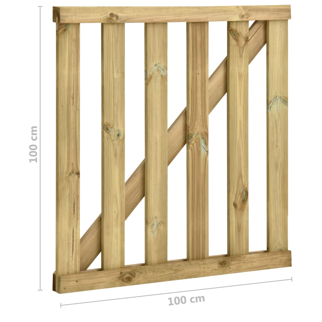 vidaXL Puerta de listones de jardín madera pino impregnada 100x100 cm