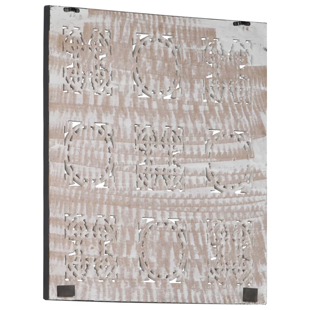 vidaXL Panel de pared tallado a mano MDF negro y blanco 60x60x1,5 cm