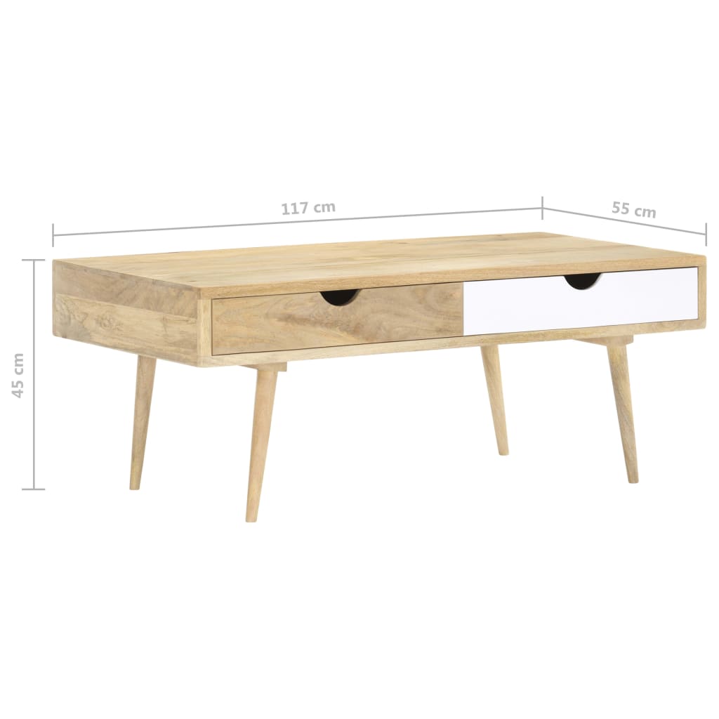 vidaXL Mesa de centro de madera maciza de mango 117x55x45 cm