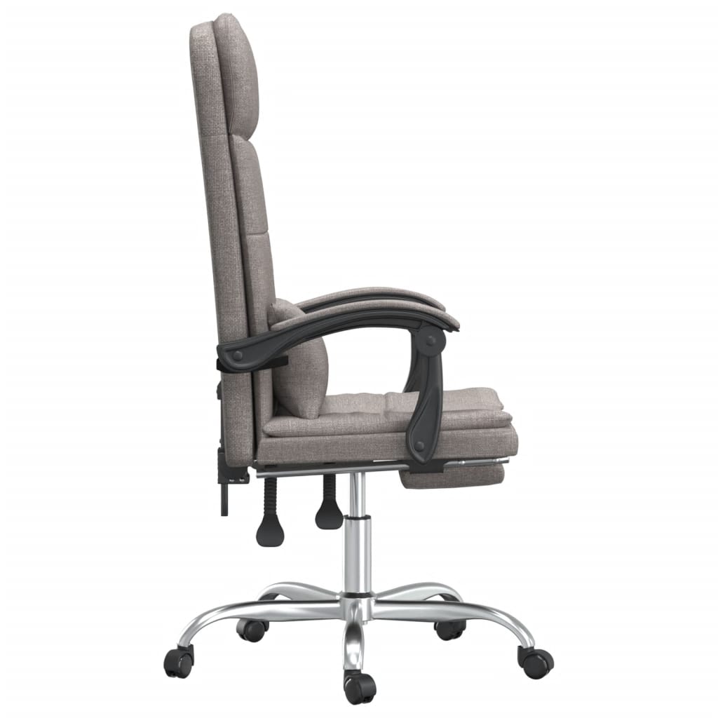 vidaXL Silla de oficina reclinable con masaje tela gris taupé