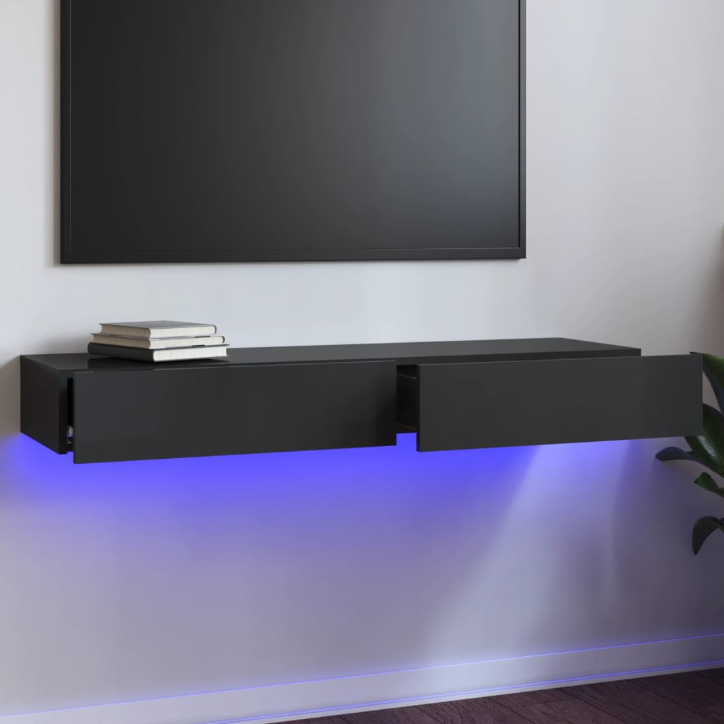 vidaXL Mueble para TV con luces LED gris brillante 120x35x15,5 cm