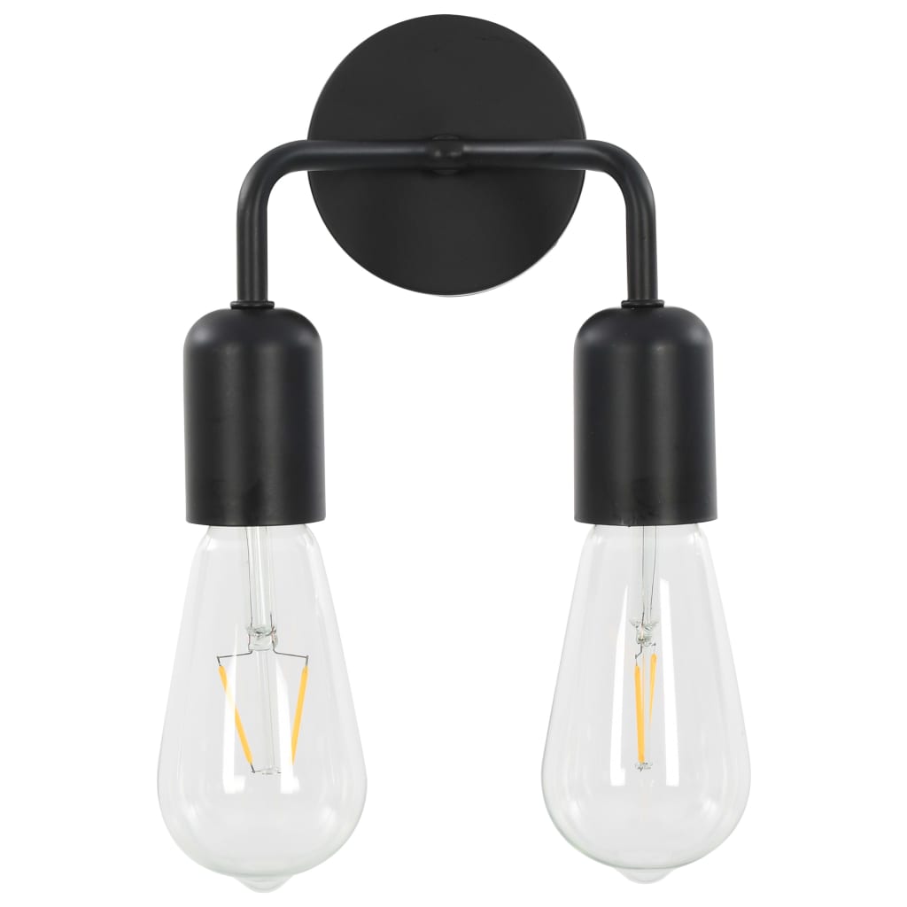 vidaXL Lámpara de pared con bombillas de filamento 2 W negro E27