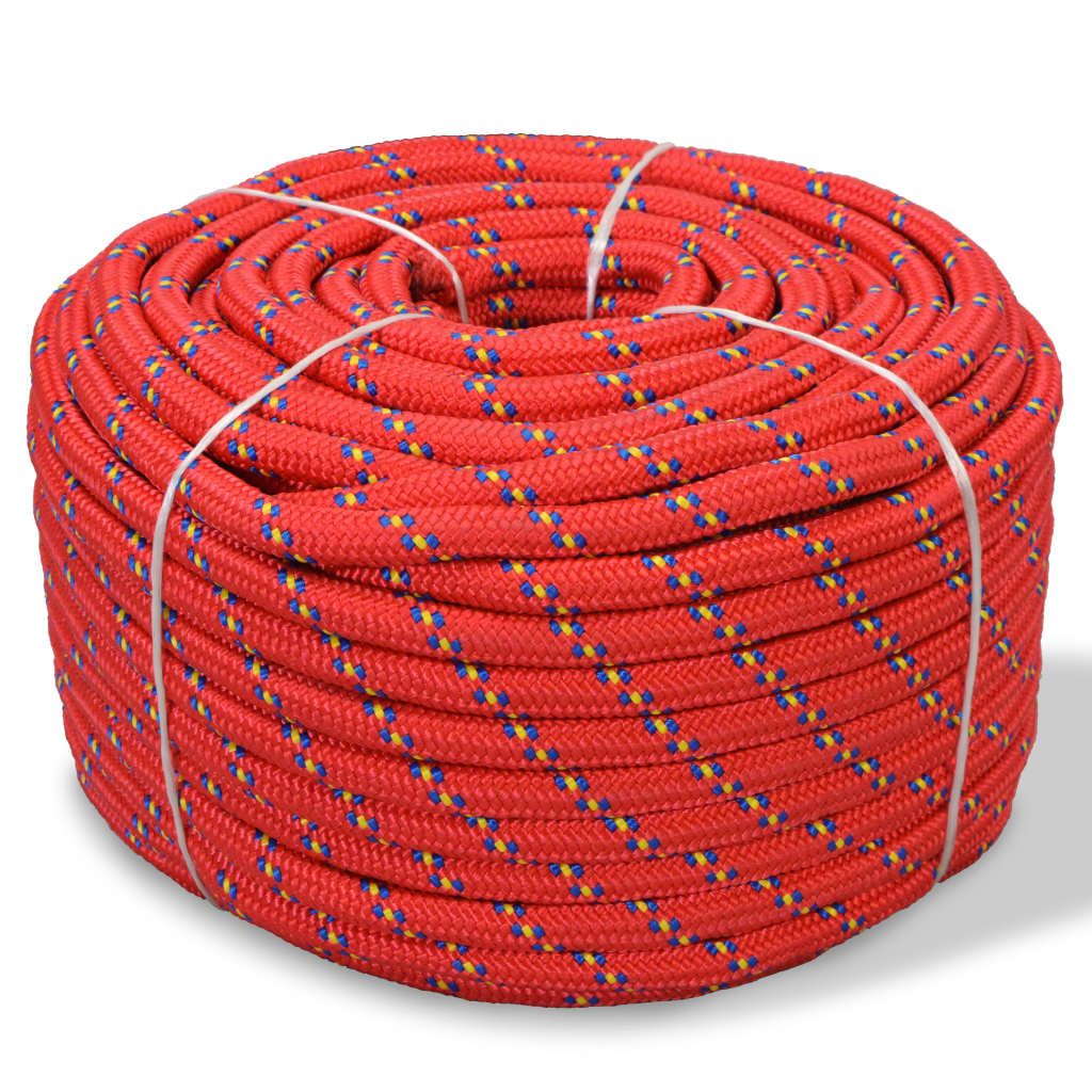 vidaXL Cuerda marina de polipropileno 12 mm 250 m roja