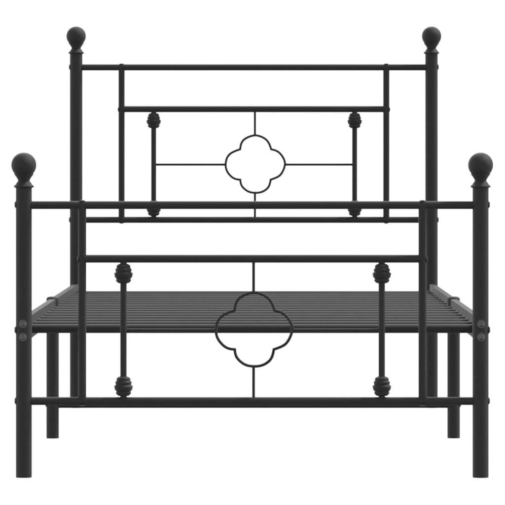 vidaXL Estructura de cama con cabecero y estribo metal negro 100x200cm