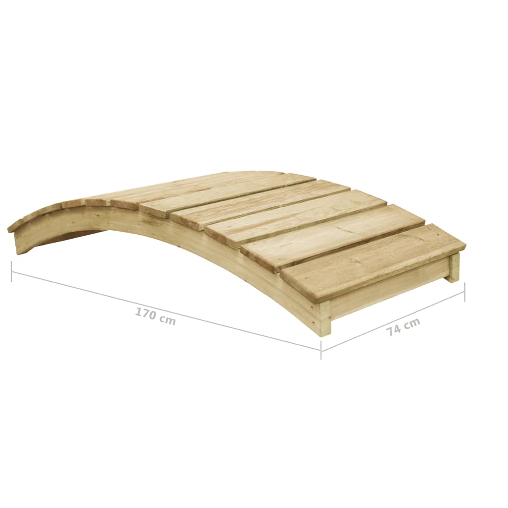 vidaXL Puente para jardín de madera de pino impregnada 170x74 cm
