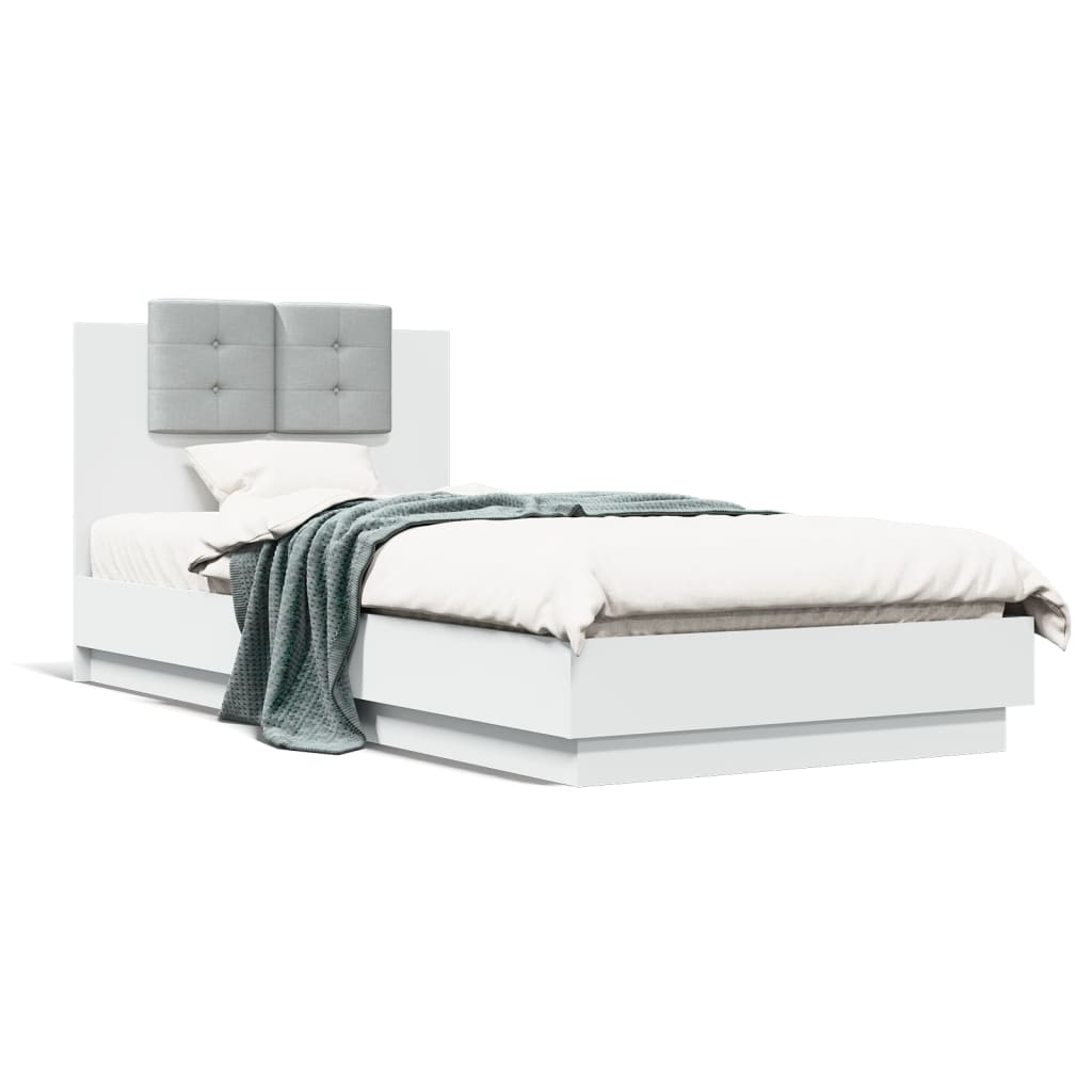 vidaXL Estructura cama con cabecero madera ingeniería blanco 90x200 cm