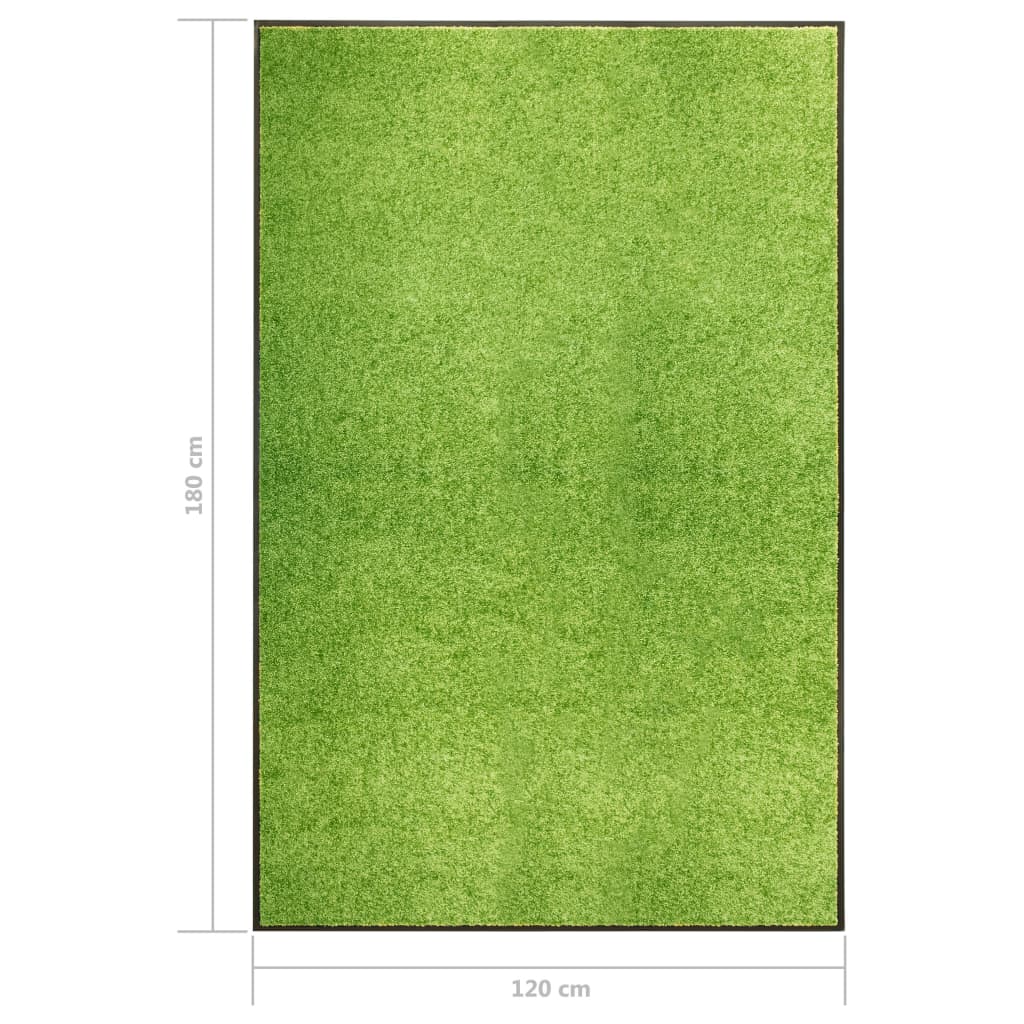 vidaXL Felpudo lavable verde 120x180 cm