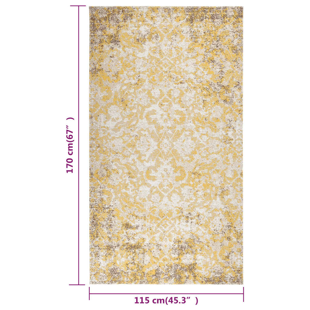 vidaXL Alfombra de exterior tejido plano amarilla 115x170 cm