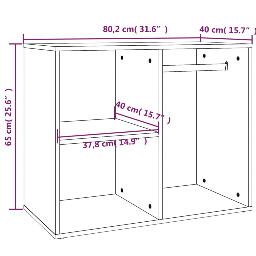 vidaXL Mueble vestidor madera contrachapada roble Sonoma 80x40x65 cm