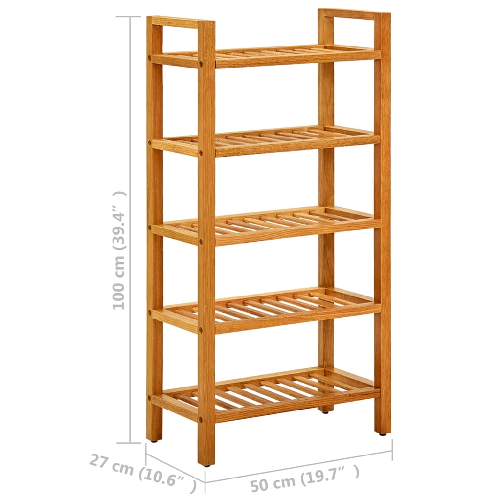 vidaXL Zapatero con 5 estantes madera maciza de roble 50x27x100 cm