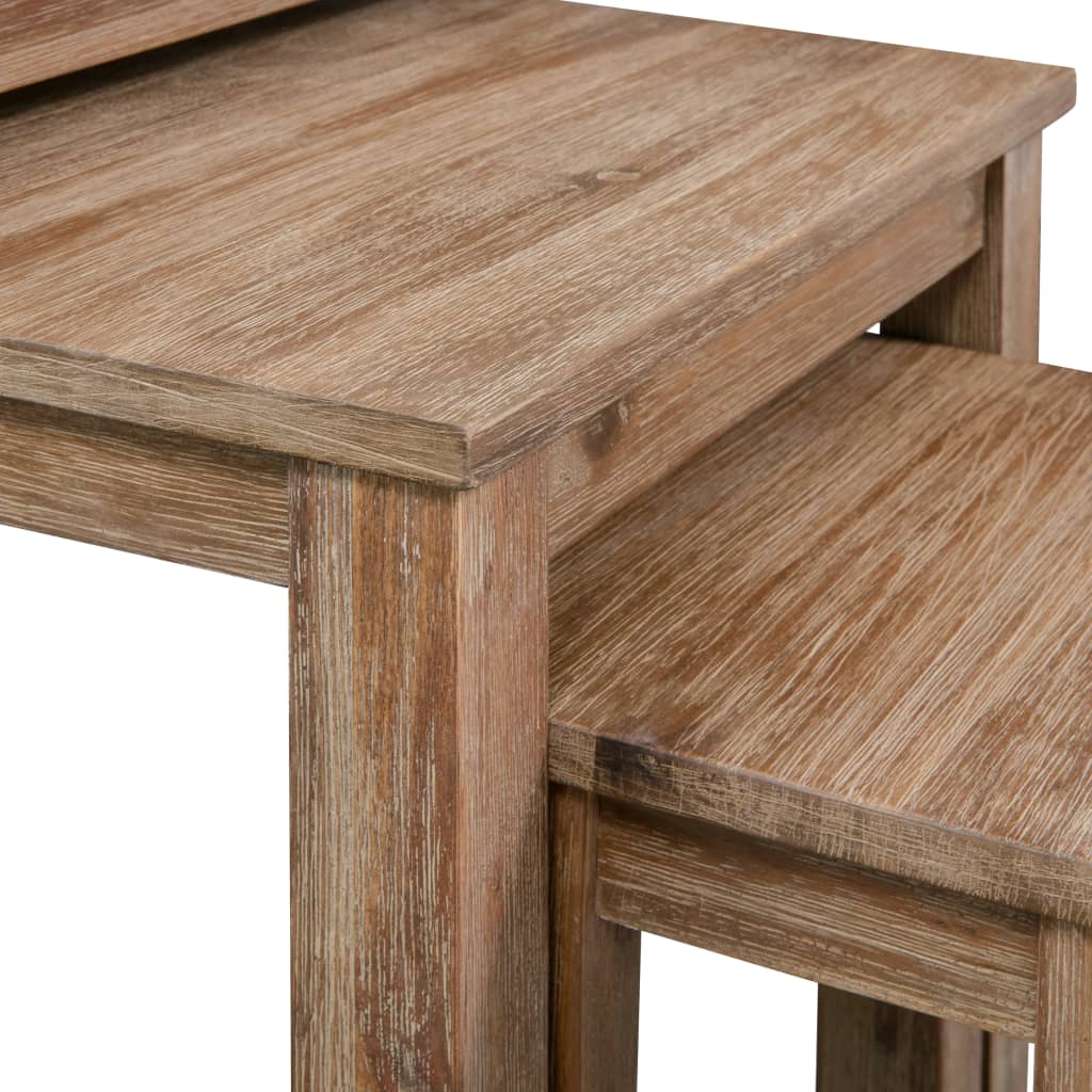 vidaXL Conjunto de mesas apilables madera maciza reciclada 3 unidades