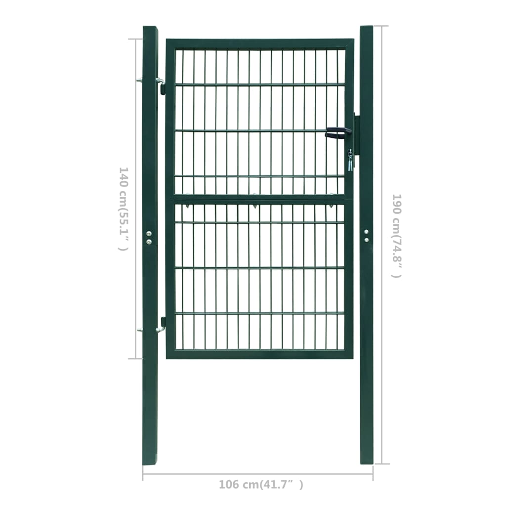 vidaXL Cancela de valla 2D individual verde 106x190 cm
