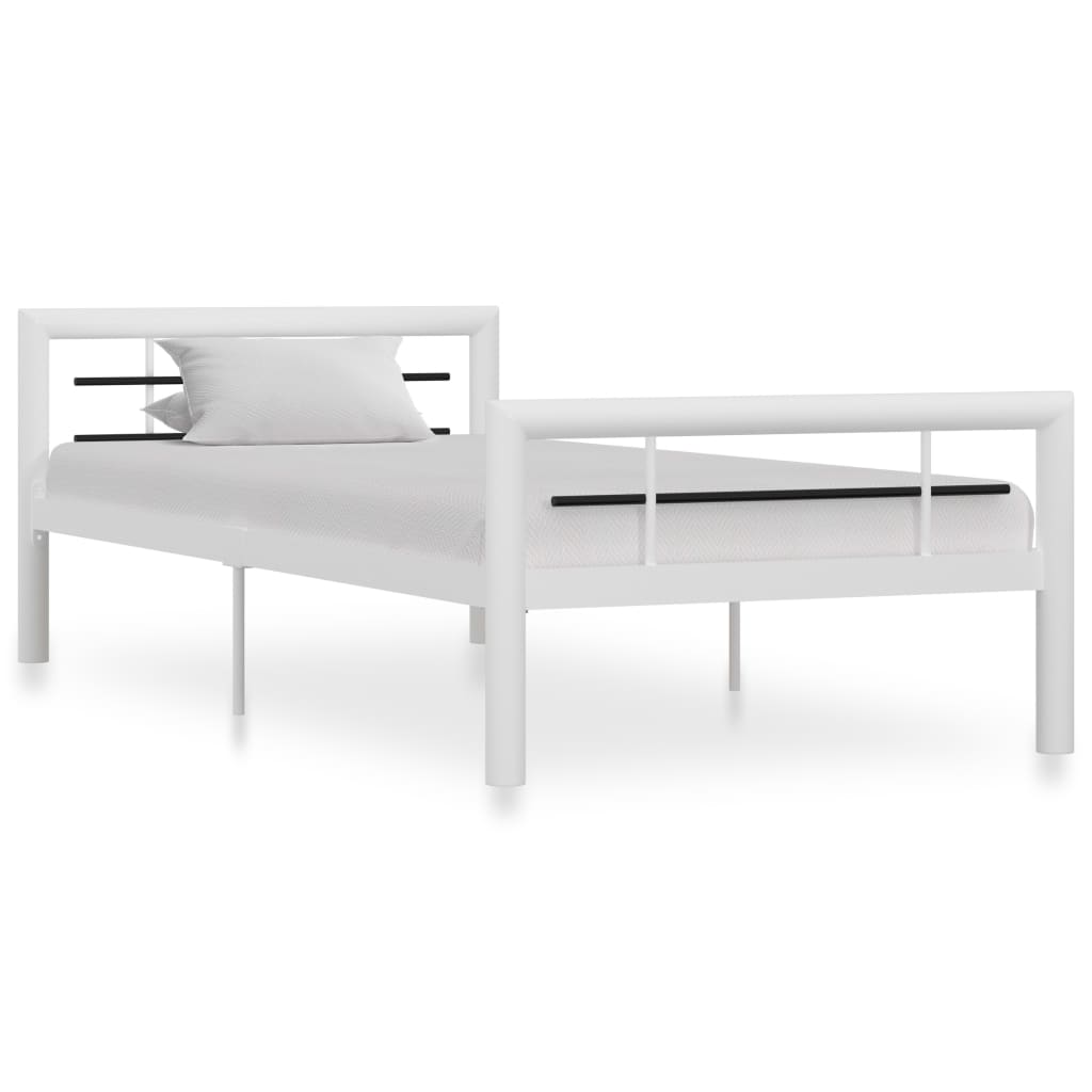vidaXL Estructura de cama de metal blanco y negro 100x200 cm