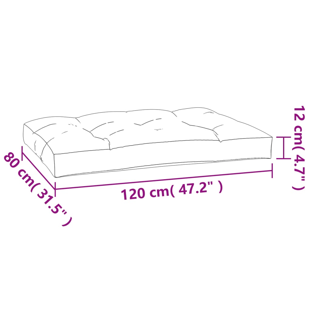 vidaXL Cojín para sofá de palets tela crema 120x80x12 cm