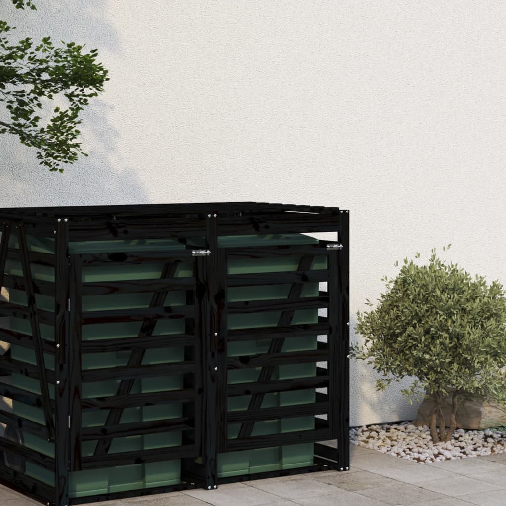 vidaXL Extensión para cobertizo de cubos de basura madera pino negro