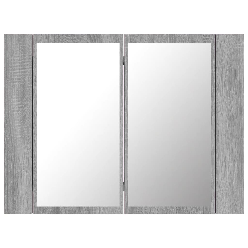 vidaXL Armario con espejo y LED madera contrachapada gris 60x12x45 cm