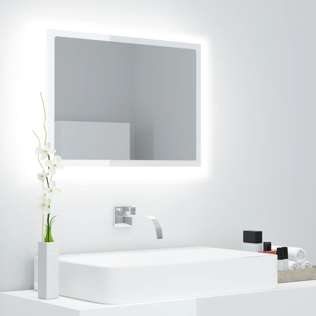 vidaXL Espejo de baño acrílico blanco brillo 60x8,5x37 cm
